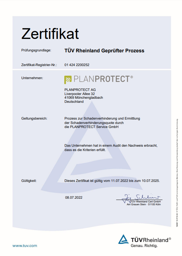 Zertifikat_TÜV Rheinland_PLANPROTECT